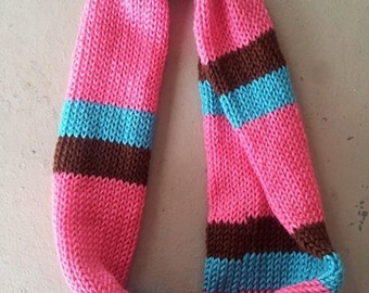 Knitted Infinity Scarf Pink /Aqua /brown/scarves/womens infinity scarf