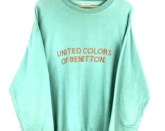 Super Rare!!! Vintage Benetton Sweatshirt United Colors Of Benetton Embroidery Spellout Jumper Medium Large