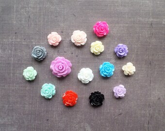 20 resin Rose flowers together mix of colors and size