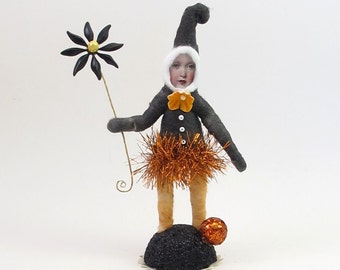 READY TO SHIP Vintage Inspired Spun Cotton Halloween Elf Girl Figure