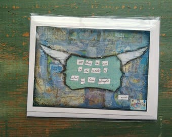 SALE! Inspirational Art Card, Law of Attraction Card, LOA Card, Notecard, Greeting Card, Sale card, Clearance Card"All that we are wings"