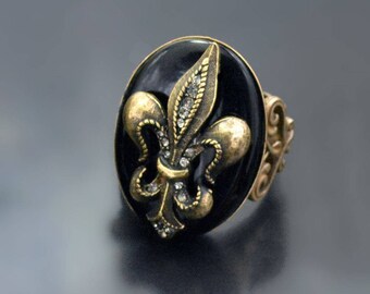 Fleur de lis Ring, French Ring, French Jewelry, New Orleans Ring, Vintage French Ring, Silver Ring, Gold Ring R533