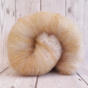 Spinning Fibre, Handcrafted Carded Batt, Lightly Textured Art Batt, Welsh Mule & Mohair, Felting Wool, Hand Processed Fleece, Mohair Curls
