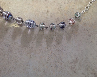 Glass bead and chain necklace