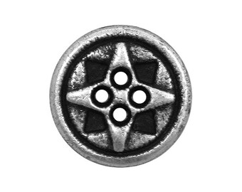 6 Tiny Cosmic 7/16 inch ( 11 mm ) Small Metal Buttons Antique Silver Color