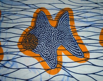Fish Pattern, African Wax Print, by the half yard