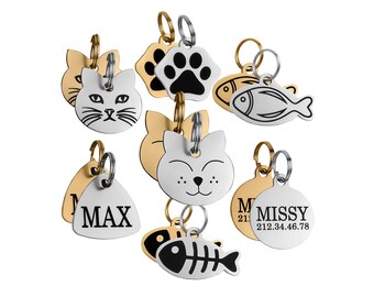 Cat Tag, Cat ID Tag, Personalized Cat Tag, Kitten Tag, Engraved Cat Tag, Cat Name Tag