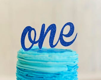 Blue One Cake Topper, ONE Cake Topper, First Birthday Cake Topper, Smash Cake Topper