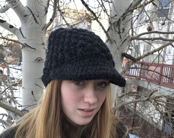 Winter hat// beanie// crochet hat// brim// womens hat// newsboy// textured hat