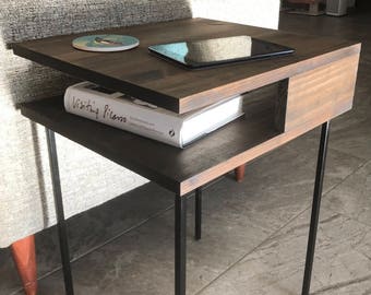 Modern Nightstand "Minimal" Side Table, Mid Century, End Table, Hairpin Legs, Sofa Table, Corner Table, Square