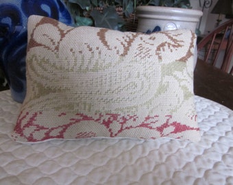 Primitive Antique Coverlet Pillow With A Rare Bird