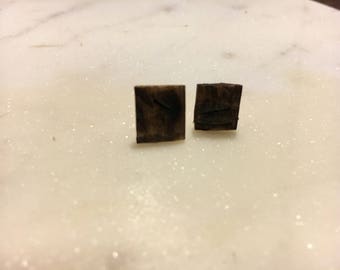 Small Distressed Wooden Earrings