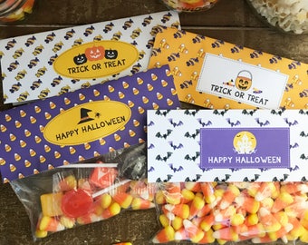 Halloween Bag Toppers, PRINTABLE PDF, Instant Download, Halloween Treat Bag Toppers, Halloween Candy Party Supplies