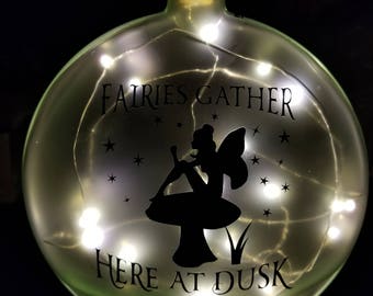 green "fairies gather here" jar