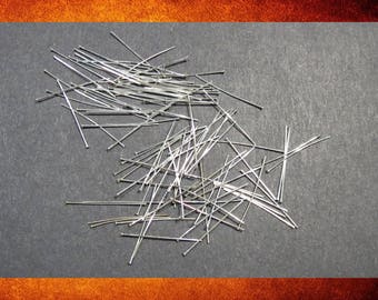 Head Pins - Silver Plated 1" pins. Set of 100 for jewelry-making and crafts. 24 gauge. #HPIN-001