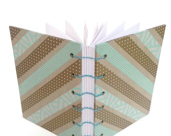 Washi Tape Journal - handmade by Ruth Bleakley with 160 Unlined Pages - 160 Page Unlined Journal