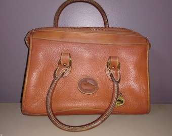 Vintage Dooney & Bourke Cognac Brown Tan Leather Satchel