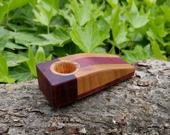 Wooden smoking pipe made from Purpleheart and Maple with Red Oak bowl