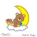Bear & Moon Machine Embroidery Designs Applique, bear applique, cute bear, moon, stars