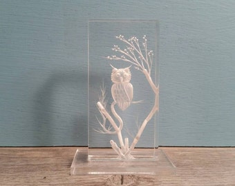 Lucite Owl Paperweight