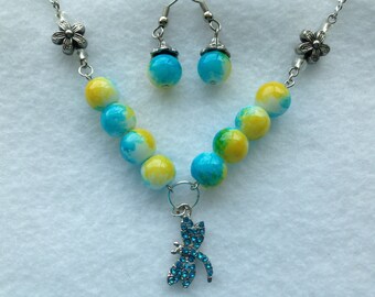 Dragonfly at the Pond Necklace and Earring Set