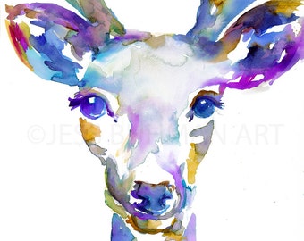 Buck Watercolor Painting Print, Deer Painting, Print of Deer, Nursery Art, Watercolor Art, Watercolor Print, Deer Print, Antlers Pai