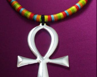 Green & Silver Ankh Necklace