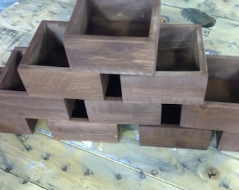 Set of Ten Rustic Wedding Centerpiece Flower Boxes, Table Centerpiece, Wood Flower Boxes