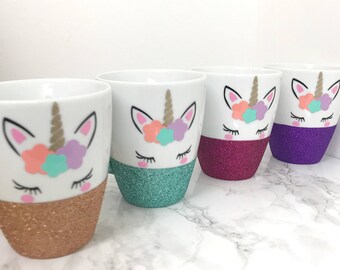 Unicorn Mug - Personalised Unicorn Mug - Glitter Mug - Personalised Glitter Mug- Coffee Mug - Tea Mug -Flower Crown Unicorn - Coffee Cup