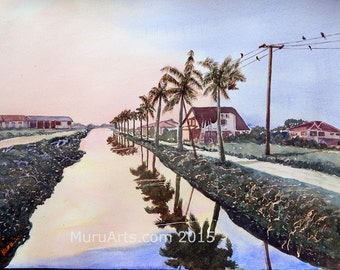 Sunset in Paramaribo North, Suriname, 50 cm x 60 cm