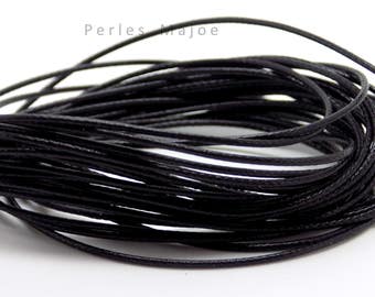 10 x mètres de fil cordon ciré noir en polyester - Epaisseur : 1 mm