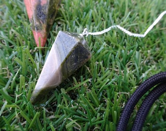 Unakite Faceted Pendulum Raw Crystals