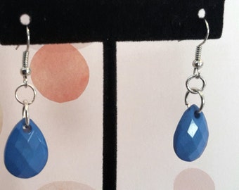 Dark Blue Tear Drop Earrings