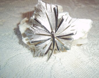 Trifari Crown Silvertone Maple Leaf Brooch Vintage 1960's Classic Designer Jewelry Excellent Condition Quality Gifting