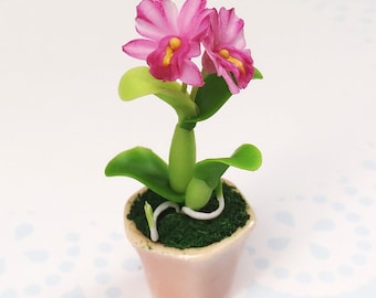 Miniature Flower,Miniature Flower Pot,Miniature Orchid,Dollhouse Flower,Miniature Garden,Dollhouse Orchid,Orchid Flower
