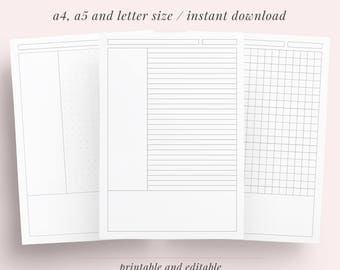 Cornell Method Student Note Taking Printable Paper Set | A4, A5 and Letter | School, College, University Notebook Studying| Instant Download