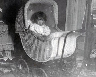 vintage photo Little Girl Aelcidean King in Buggy
