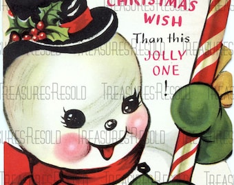 Snowman Candy Cane Christmas Card #10 Digital Download