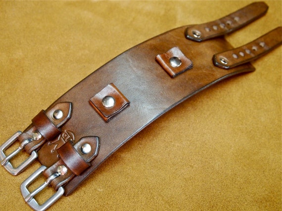 Leather Cuff Bracelet Brown Johnny Depp vintage style cuff watchband Best quality Made in USA for YOU by Freddie Matara