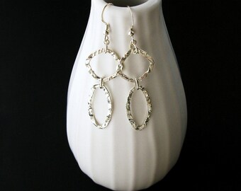 Hammered sterling silver earrings, lightweight earrings