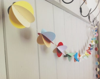 3D Paper Garland - Pom Pom Garland - Multicolored - Party Decoration - Nursery Decor - Photo Prop - Paper Decoration - Choose Your Length