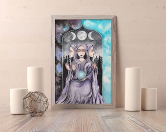The High Priestess - High Priestess Card by Rachael Caringella - Tree Talker Art - Tarot Card Art
