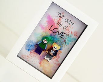 Harley quinn and Joker Novelty Lego Frame / boyfriend girlfriend quirky birthday anniversary present suicide squad gift / Valentines Present