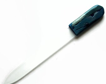 Czech Crystal Nail File, Medium Glass Nailfile, Shades of Blue with Silvery Highlights // gifts for her // bridesmaid gifts