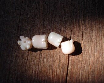 Pink Corals Tulips Carved - 4 Genuine Angel Skin Coral Beads - Tulips Carved Drilled MG123