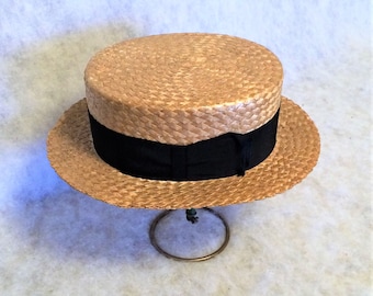 Antique 1910s 1920s Straw Boater Hat Size 7 By Spear Hats