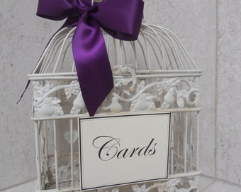 DIY Shabby Ivory Birdcage Wedding Card Holder / Bird Cage Cardholder Wedding Decoration