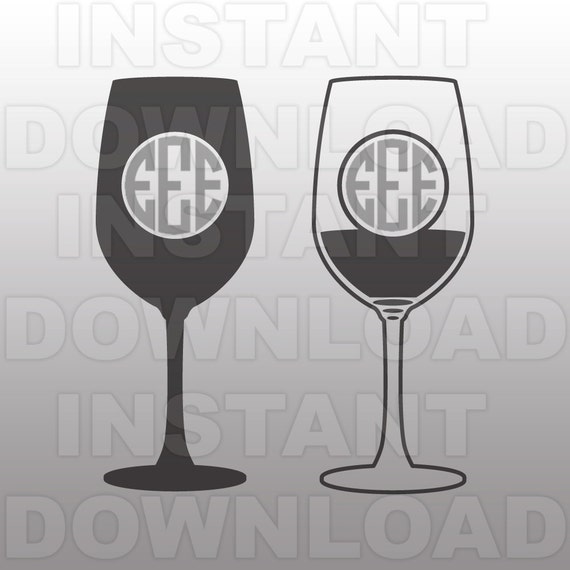 Download Wine Glass Monogram SVG File,Wine Glass SVG -Commercial ...
