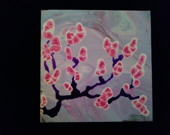 Fluid Art Painting 6x6 Gallery Wrapped Canvas Original