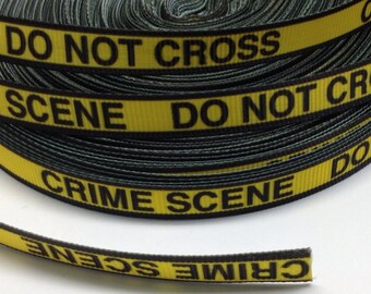 4 Yards of 3/8" Crime Scene Grosgrain Ribbon